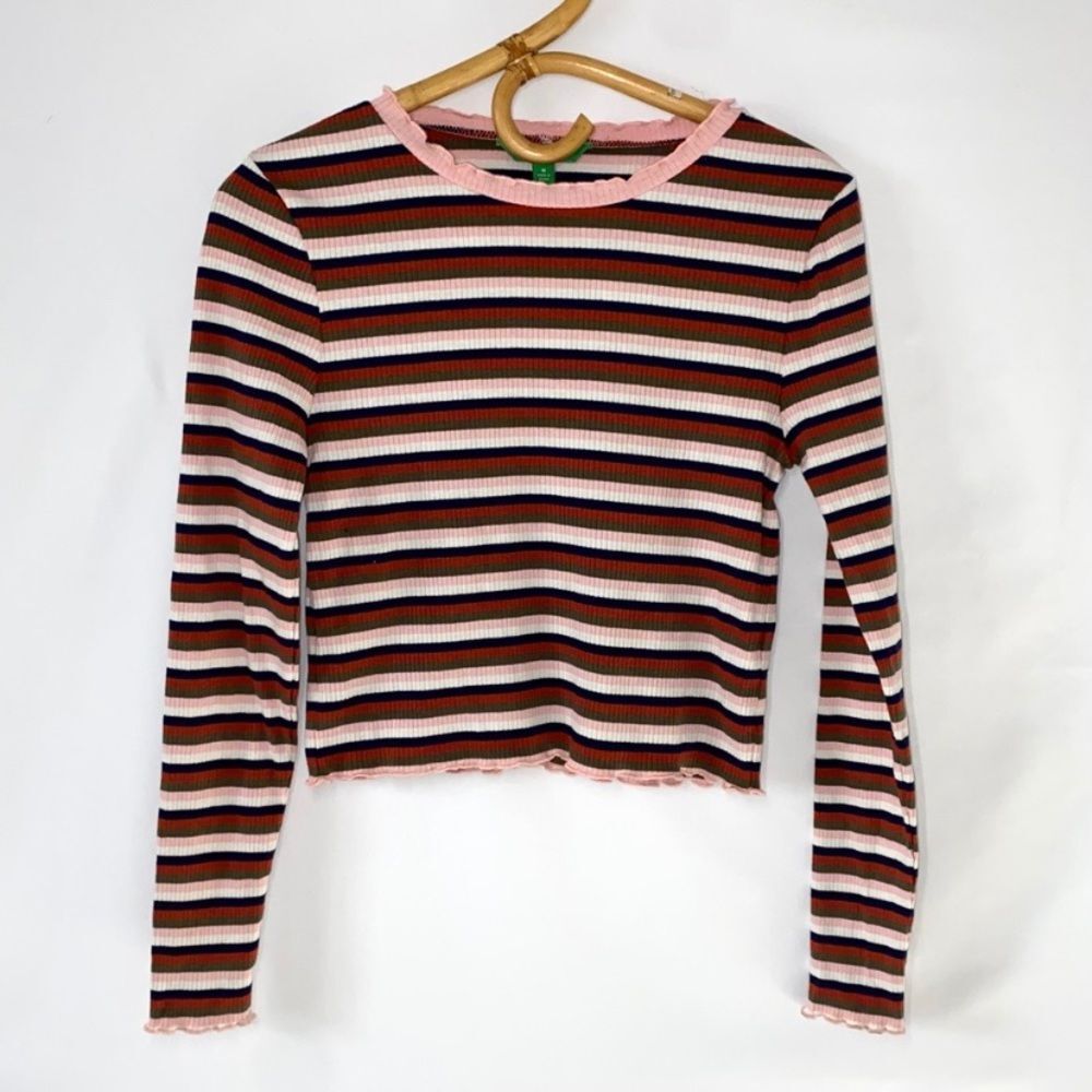 dip Striped Long Sleeve Top